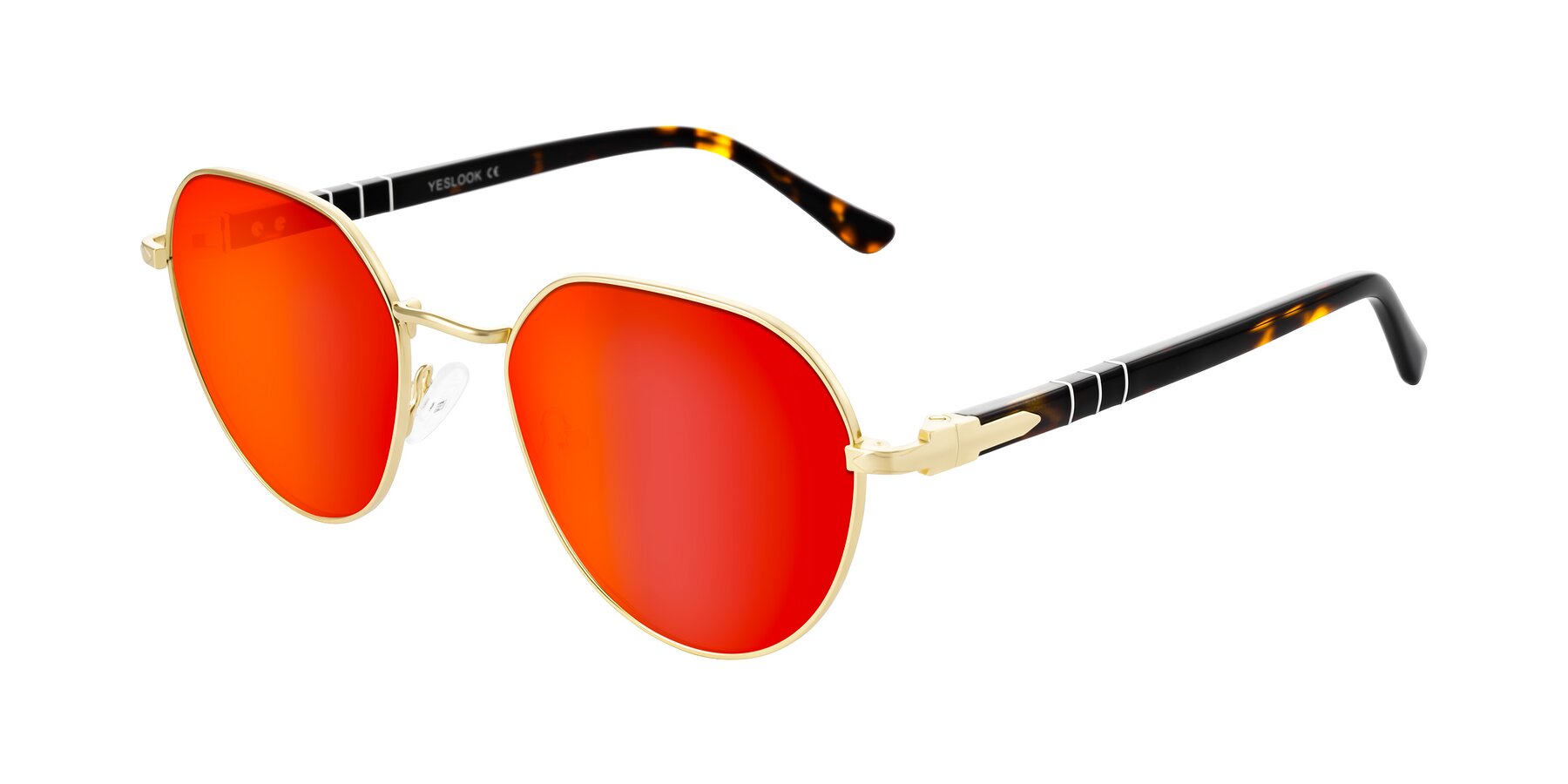 Angle of Qeenah in Gold with Red Gold Mirrored Lenses