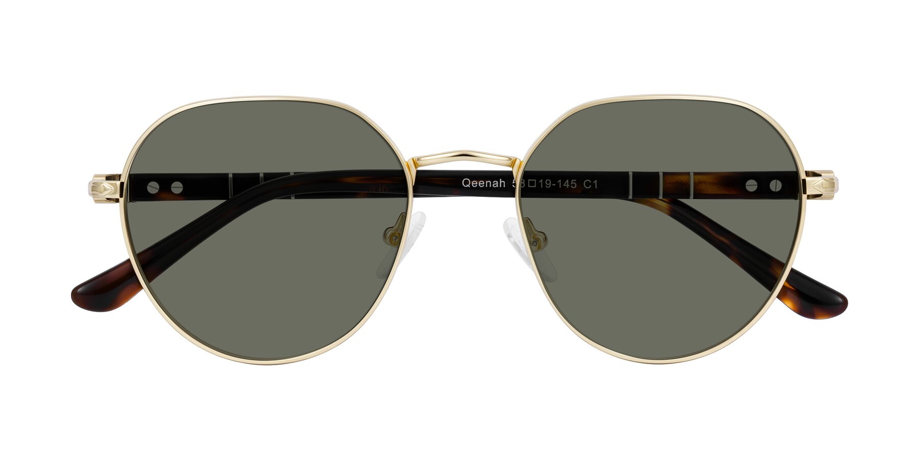 Folded Front of Qeenah in Gold with Gray Polarized Lenses