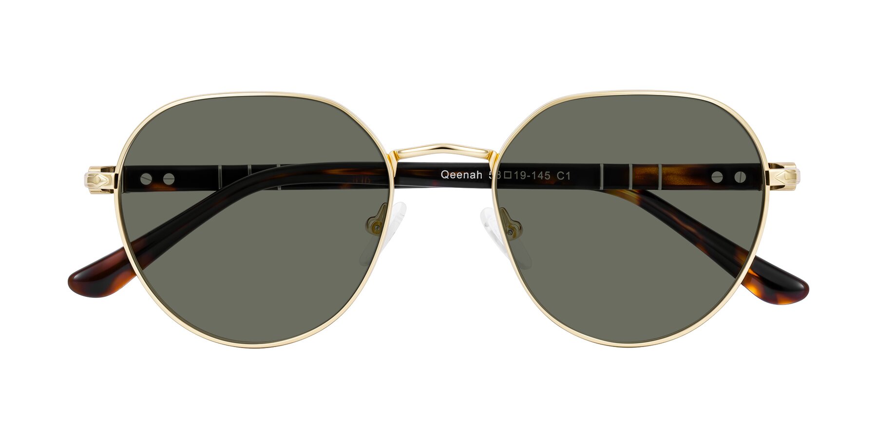 Folded Front of Qeenah in Gold with Gray Polarized Lenses