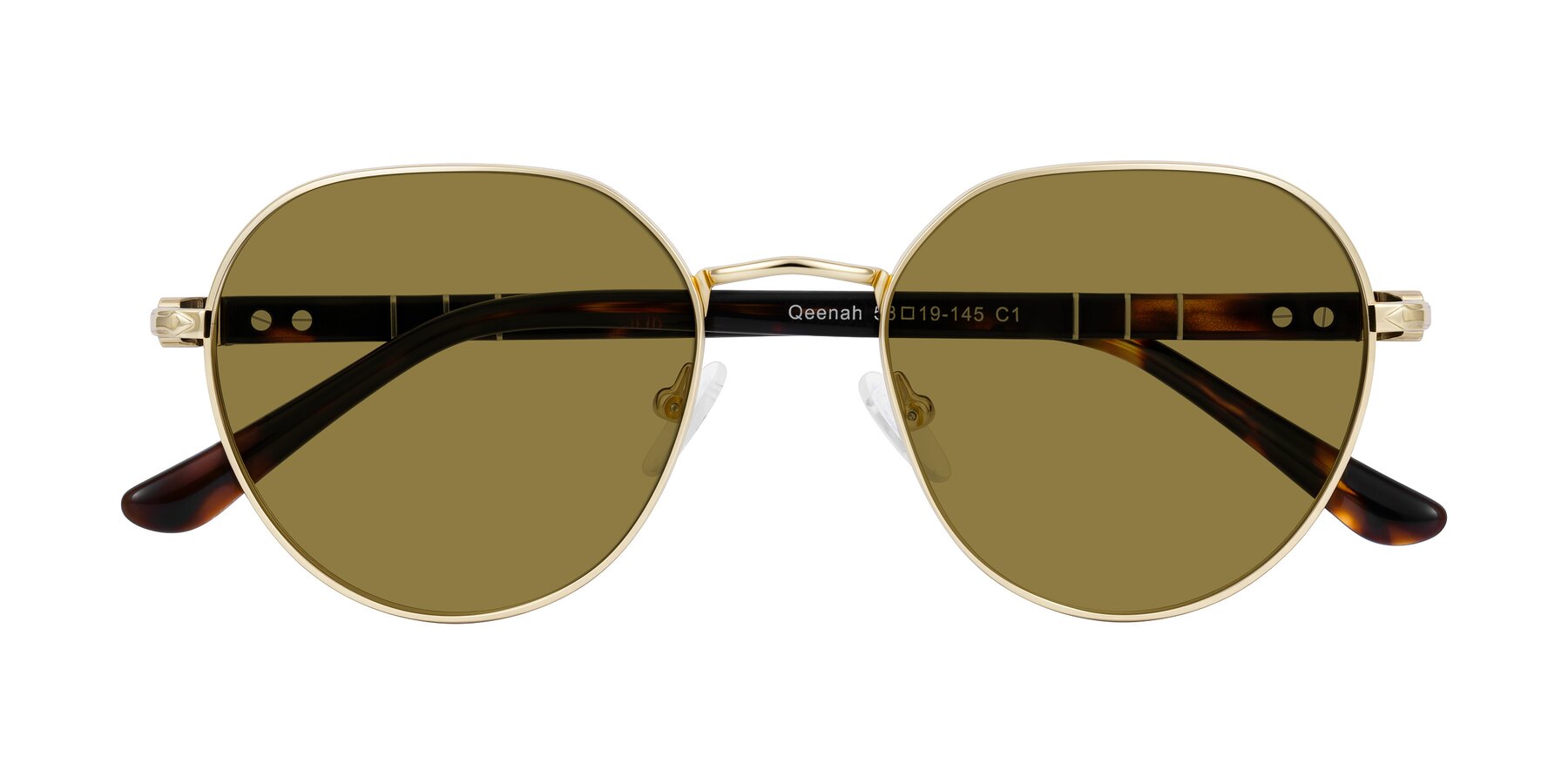Folded Front of Qeenah in Gold with Brown Polarized Lenses