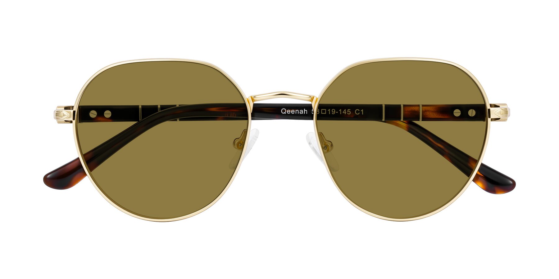 Folded Front of Qeenah in Gold with Brown Polarized Lenses
