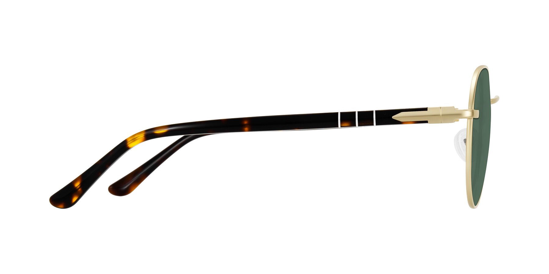 Side of Qeenah in Gold with Green Polarized Lenses
