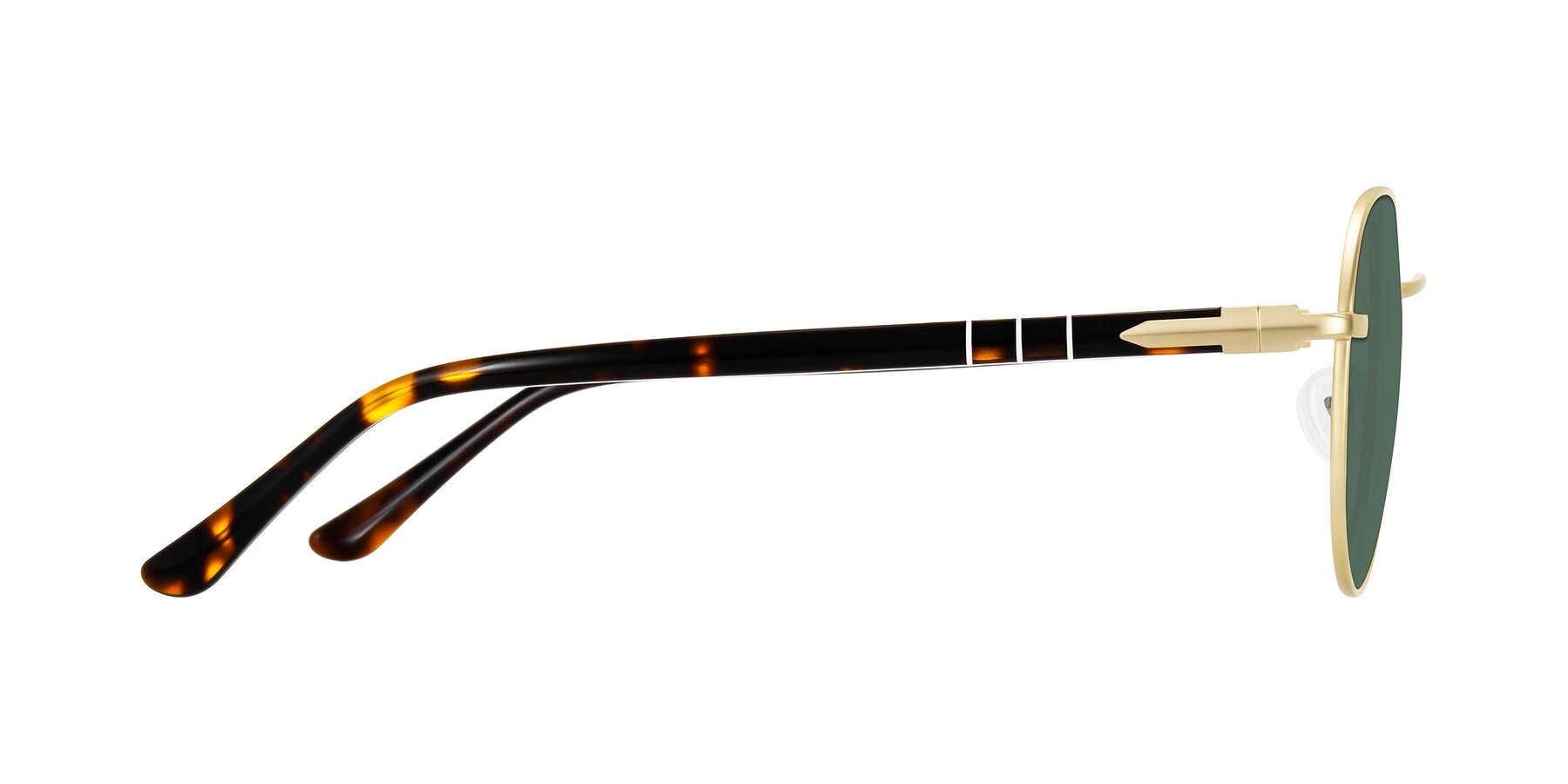 Side of Qeenah in Gold with Green Polarized Lenses