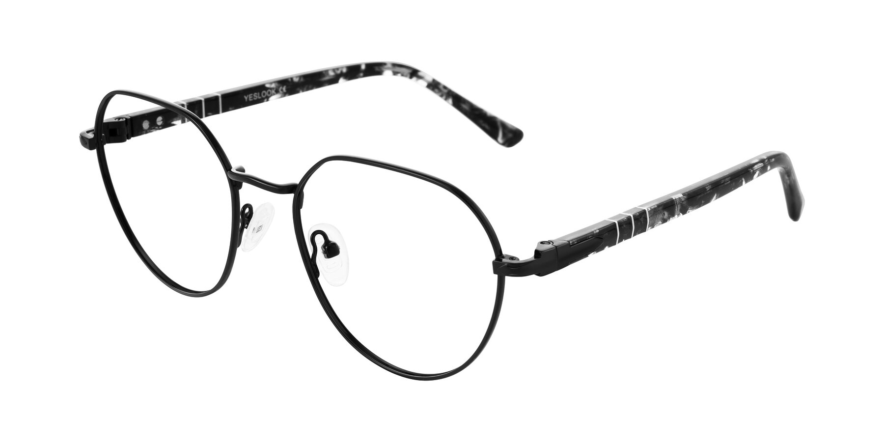 Angle of Qeenah in Black with Clear Blue Light Blocking Lenses
