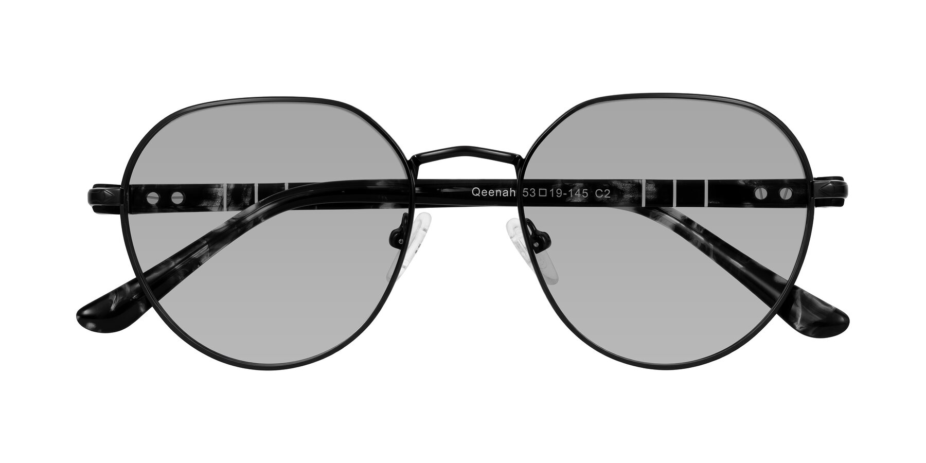 Folded Front of Qeenah in Black with Light Gray Tinted Lenses