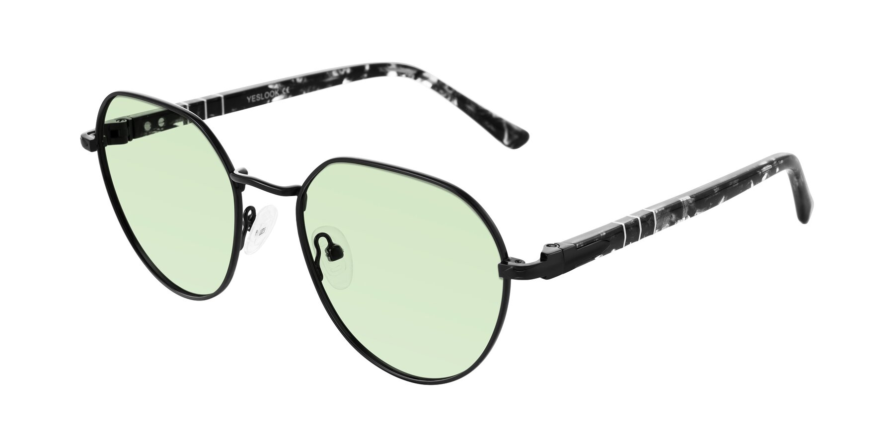 Angle of Qeenah in Black with Light Green Tinted Lenses