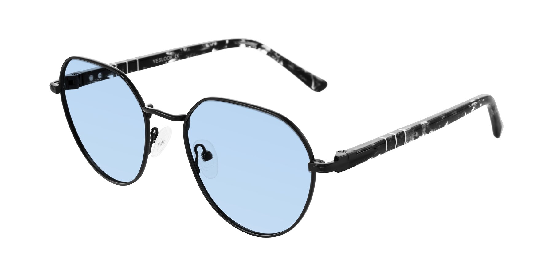 Angle of Qeenah in Black with Light Blue Tinted Lenses