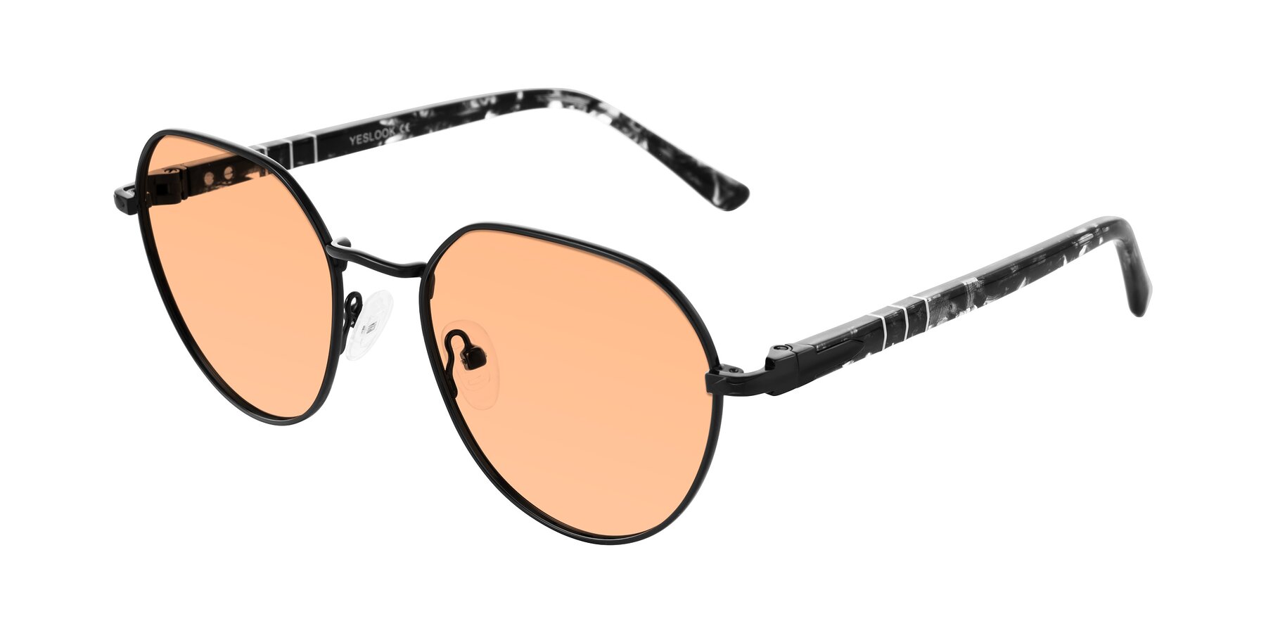 Angle of Qeenah in Black with Light Orange Tinted Lenses