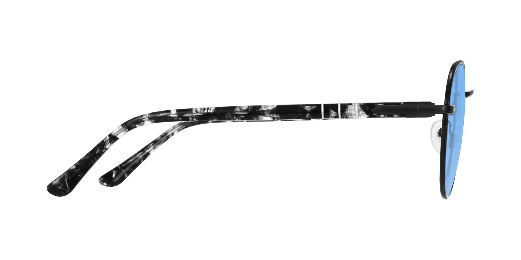 Side of Qeenah in Black with Medium Blue Tinted Lenses