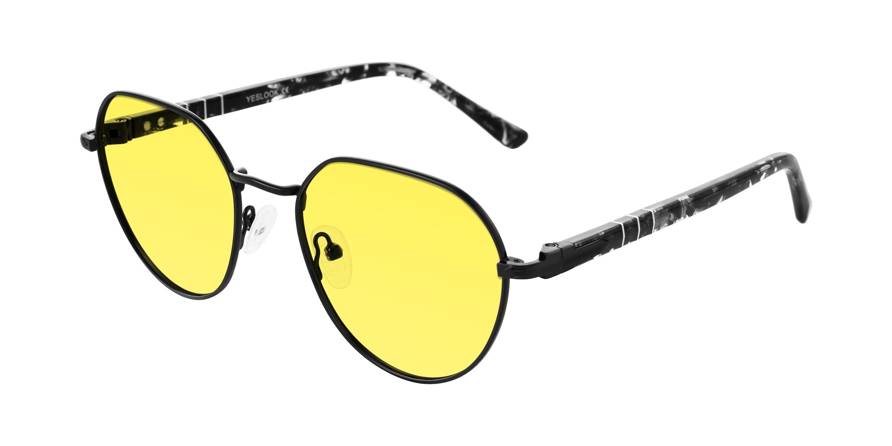 Angle of Qeenah in Black with Medium Yellow Tinted Lenses