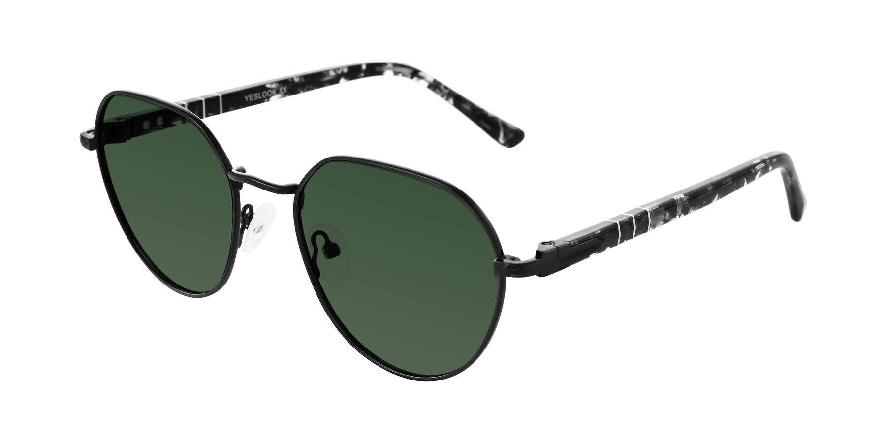 Angle of Qeenah in Black with Green Tinted Lenses