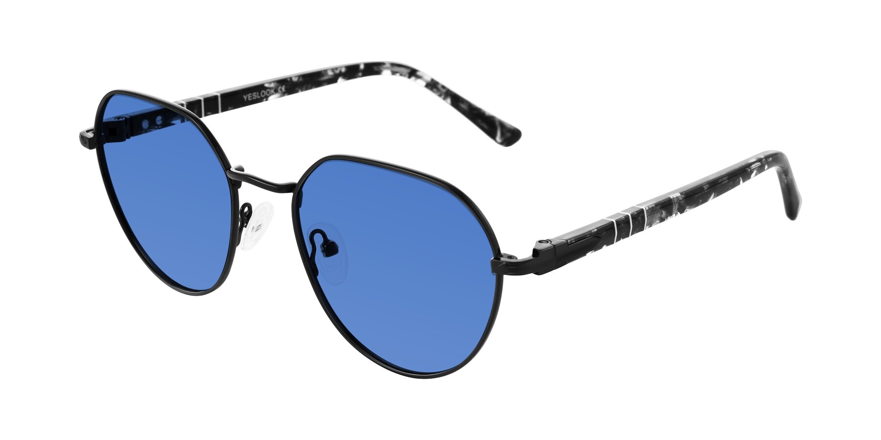 Angle of Qeenah in Black with Blue Tinted Lenses