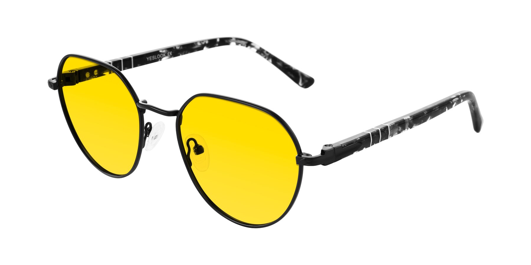 Angle of Qeenah in Black with Yellow Tinted Lenses