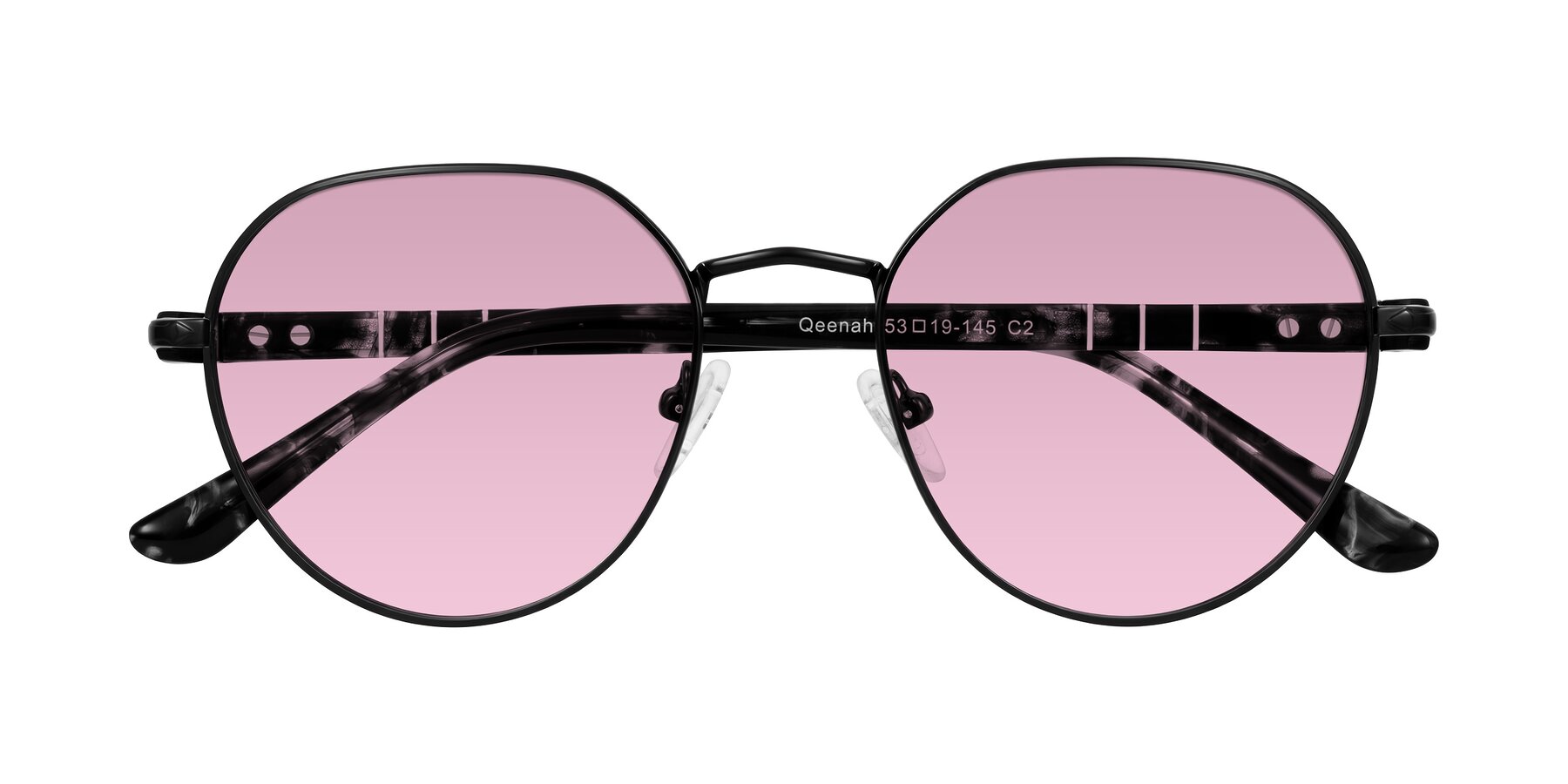 Folded Front of Qeenah in Black with Light Wine Tinted Lenses
