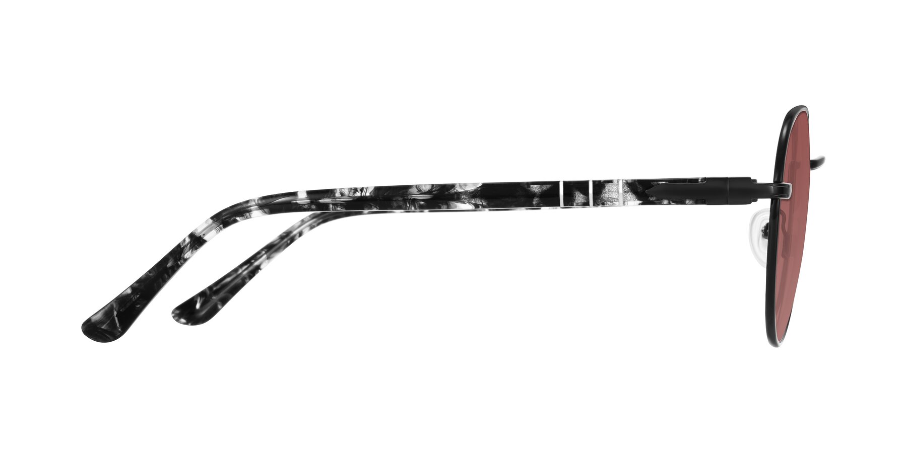 Side of Qeenah in Black with Garnet Tinted Lenses
