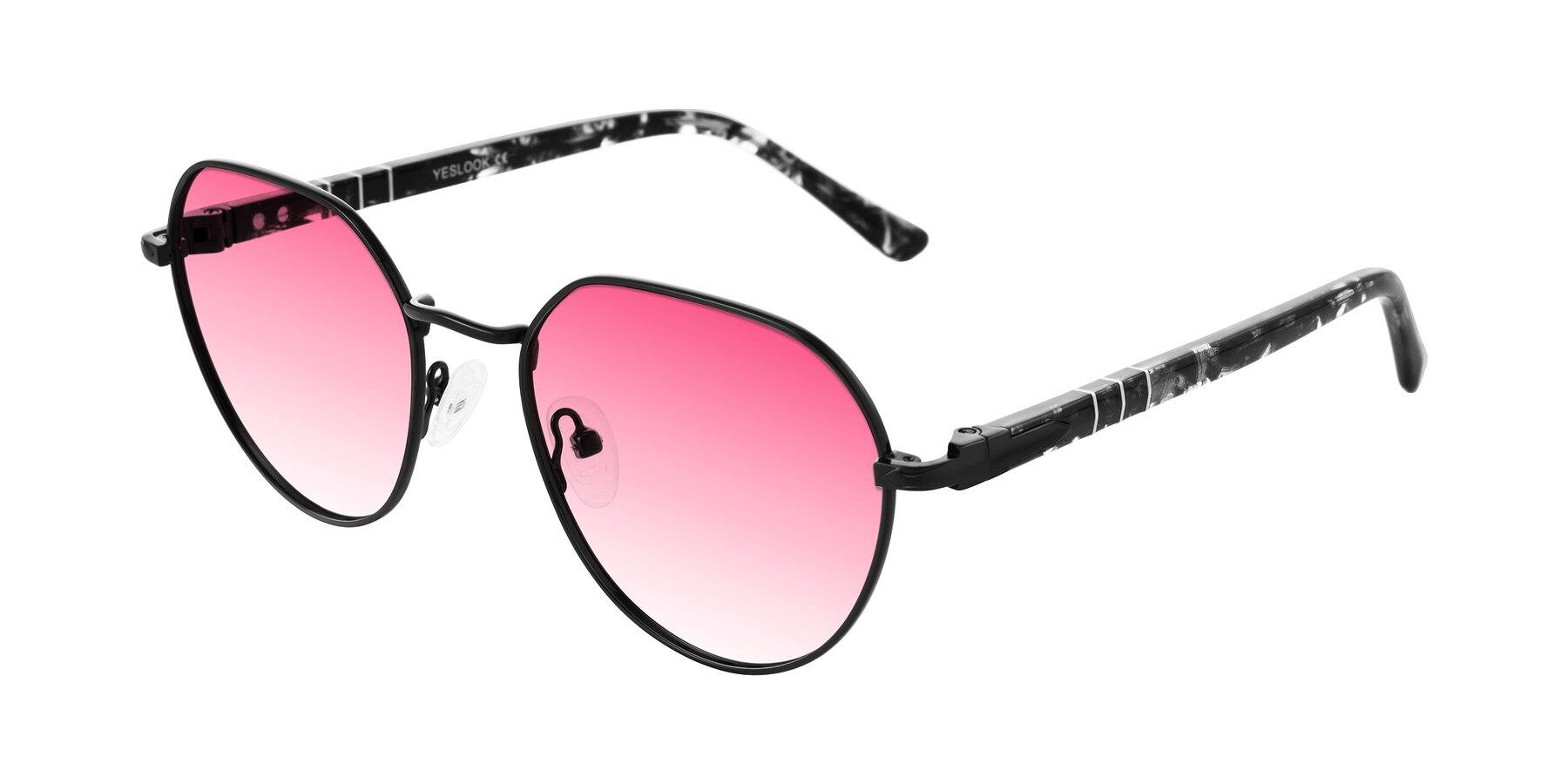 Angle of Qeenah in Black with Pink Gradient Lenses