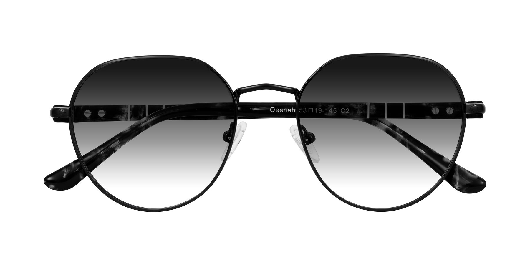 Folded Front of Qeenah in Black with Gray Gradient Lenses