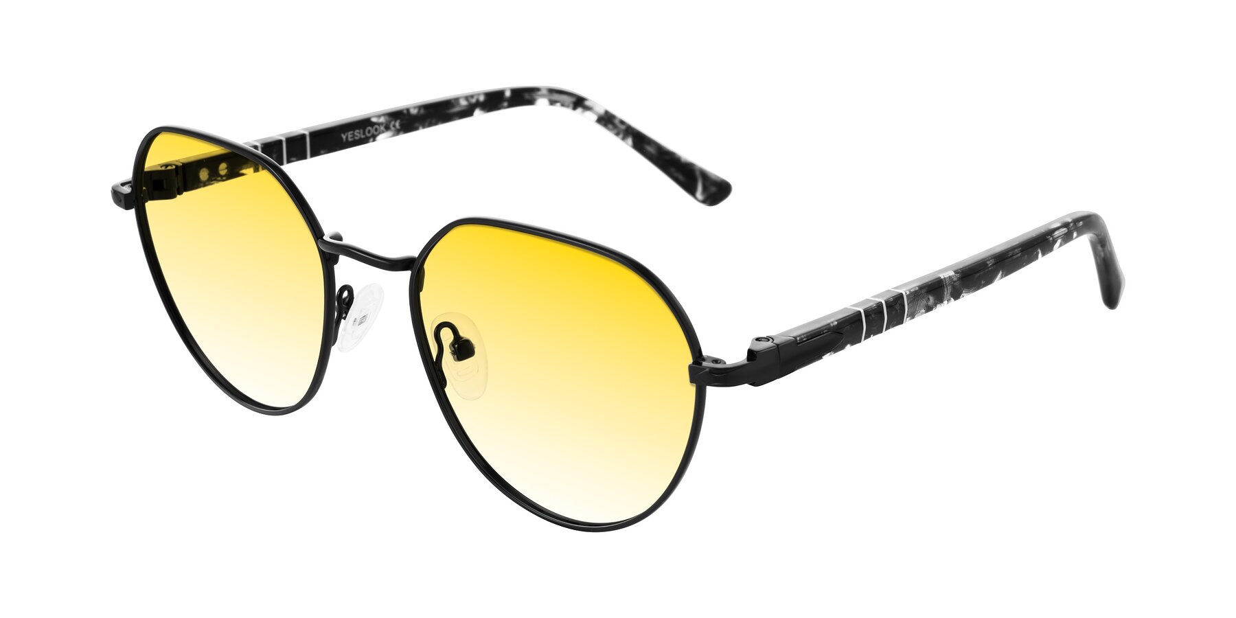 Angle of Qeenah in Black with Yellow Gradient Lenses
