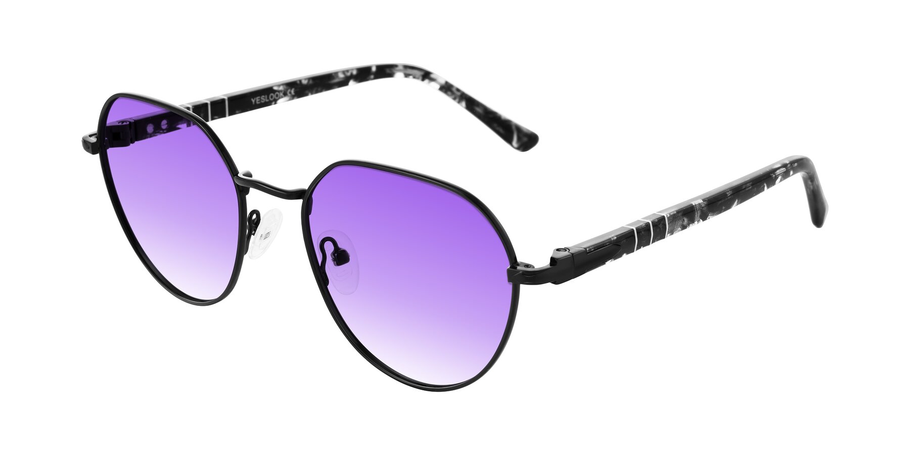 Angle of Qeenah in Black with Purple Gradient Lenses