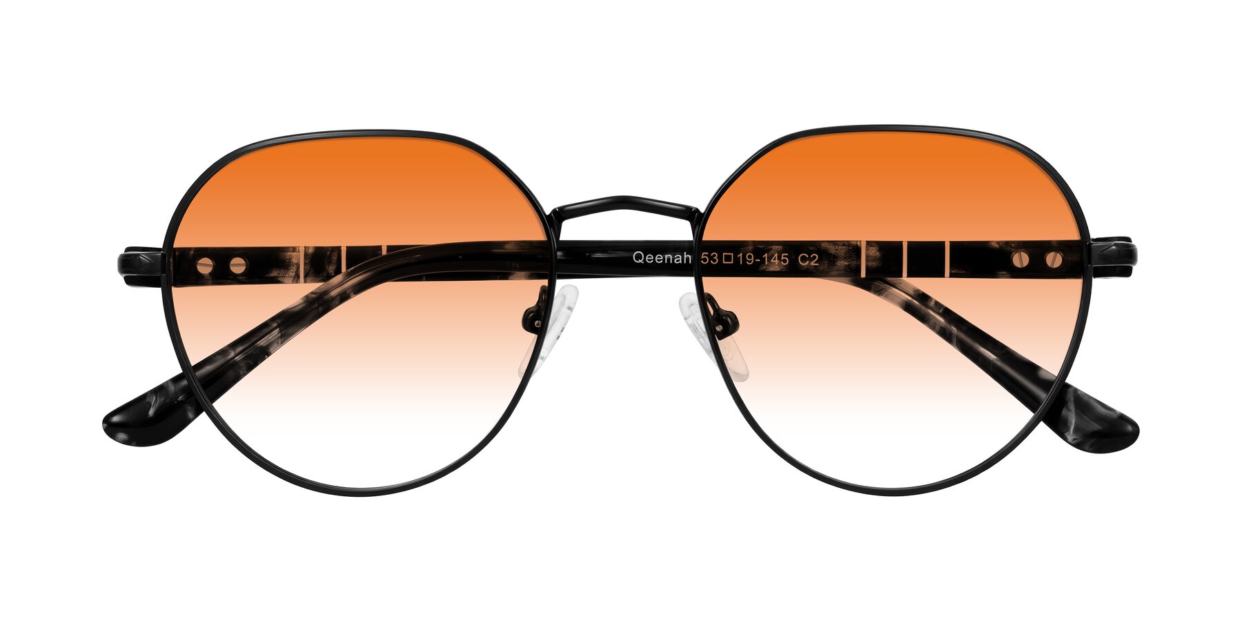 Folded Front of Qeenah in Black with Orange Gradient Lenses
