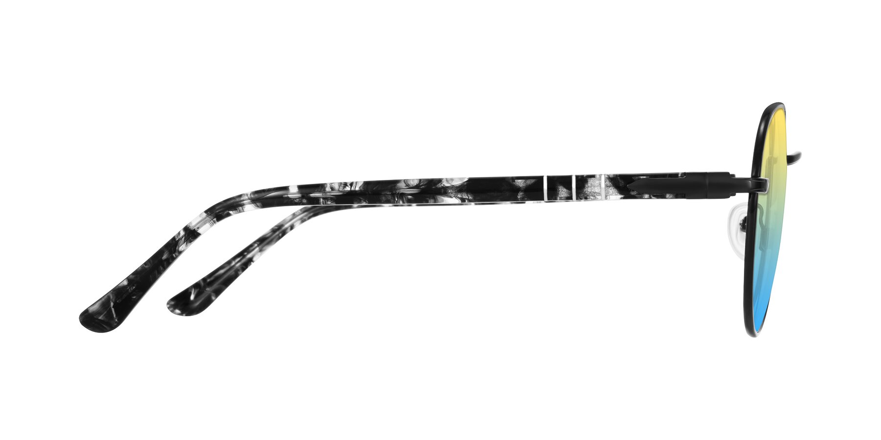 Side of Qeenah in Black with Yellow / Blue Gradient Lenses