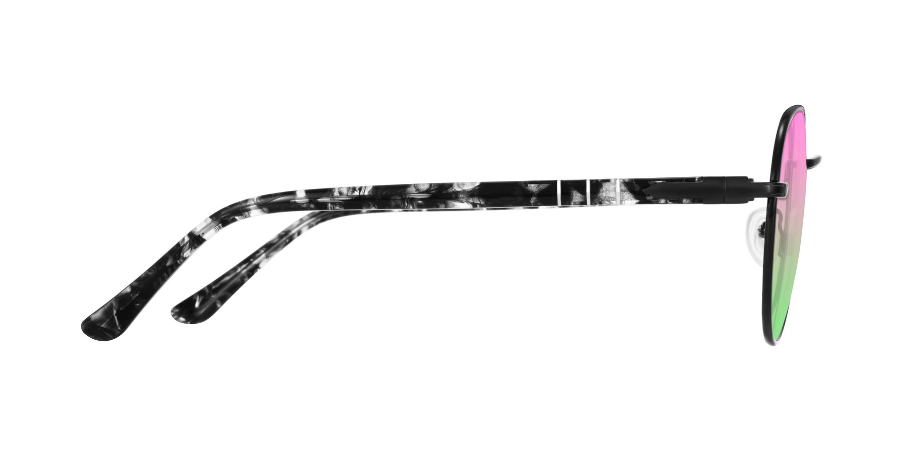 Side of Qeenah in Black with Pink / Green Gradient Lenses
