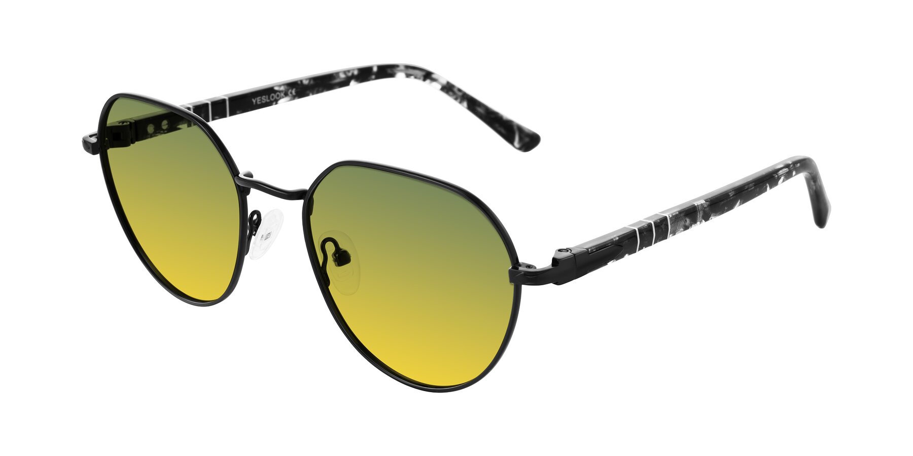 Angle of Qeenah in Black with Green / Yellow Gradient Lenses