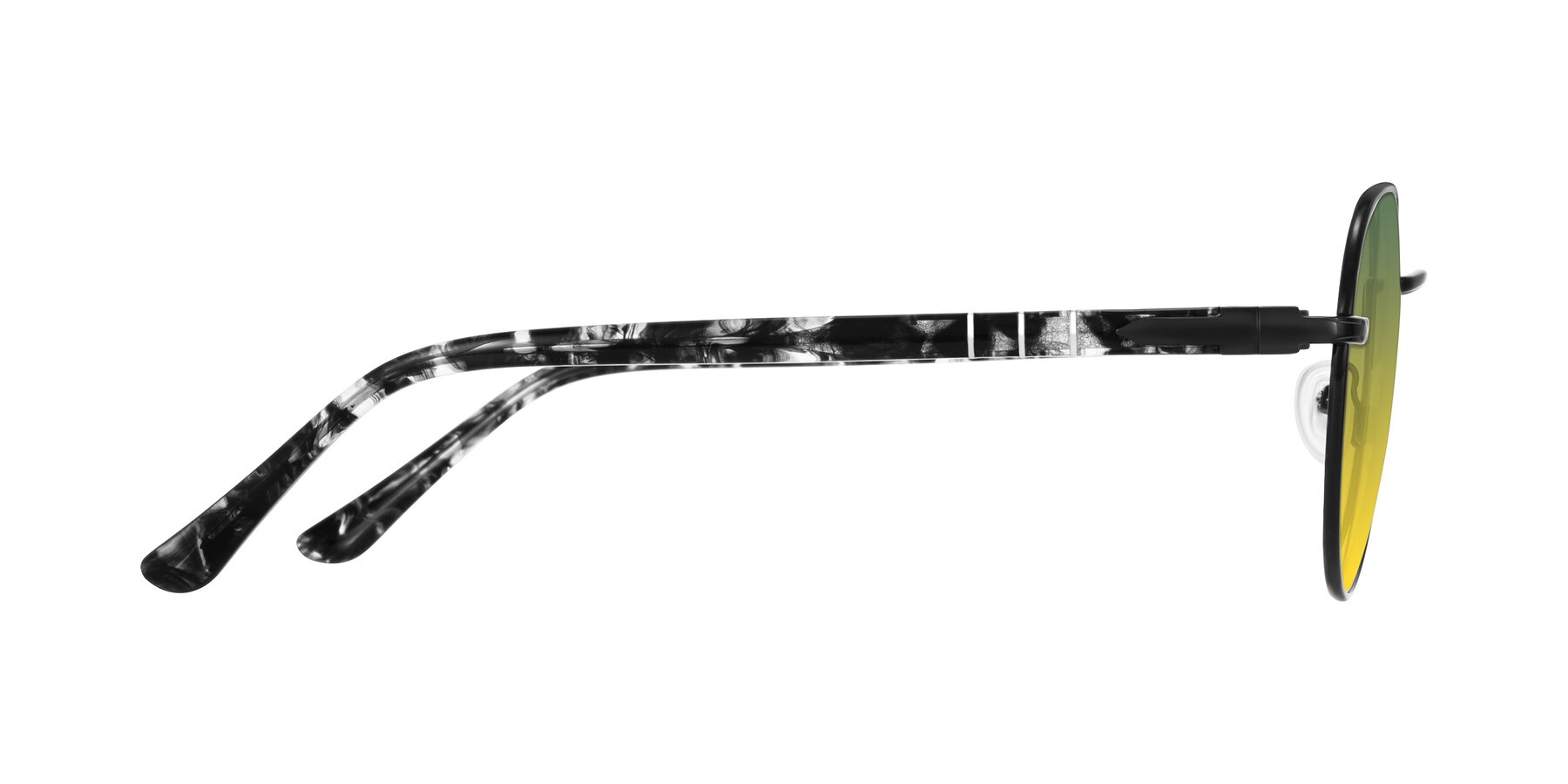 Side of Qeenah in Black with Green / Yellow Gradient Lenses