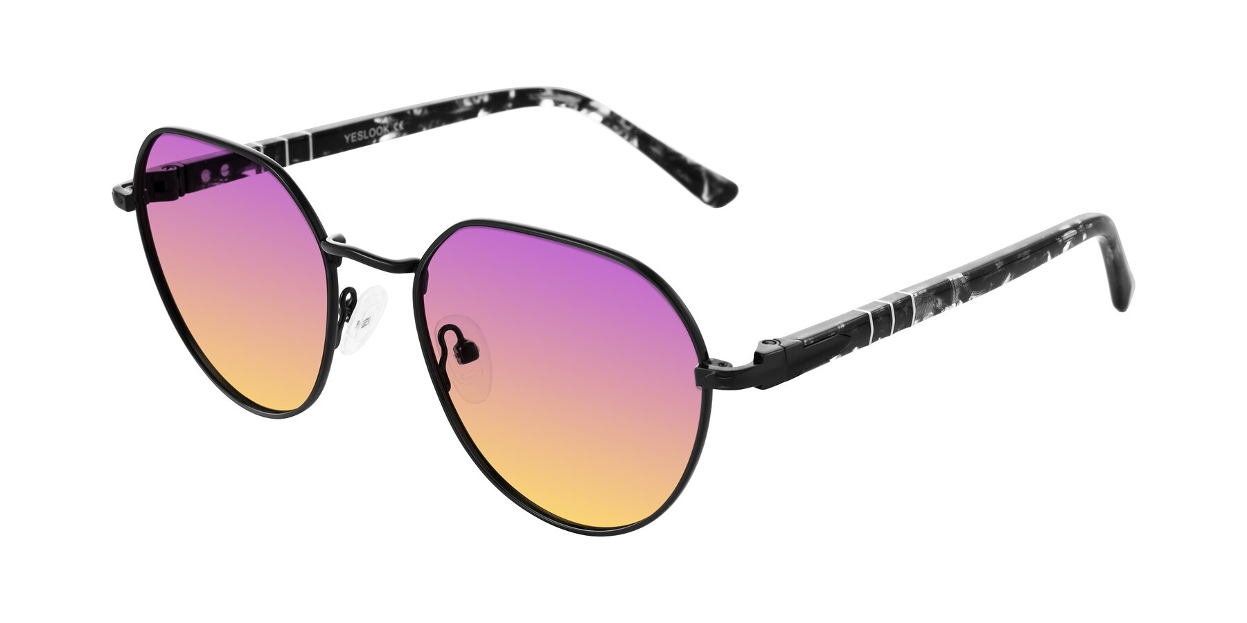 Angle of Qeenah in Black with Purple / Yellow Gradient Lenses