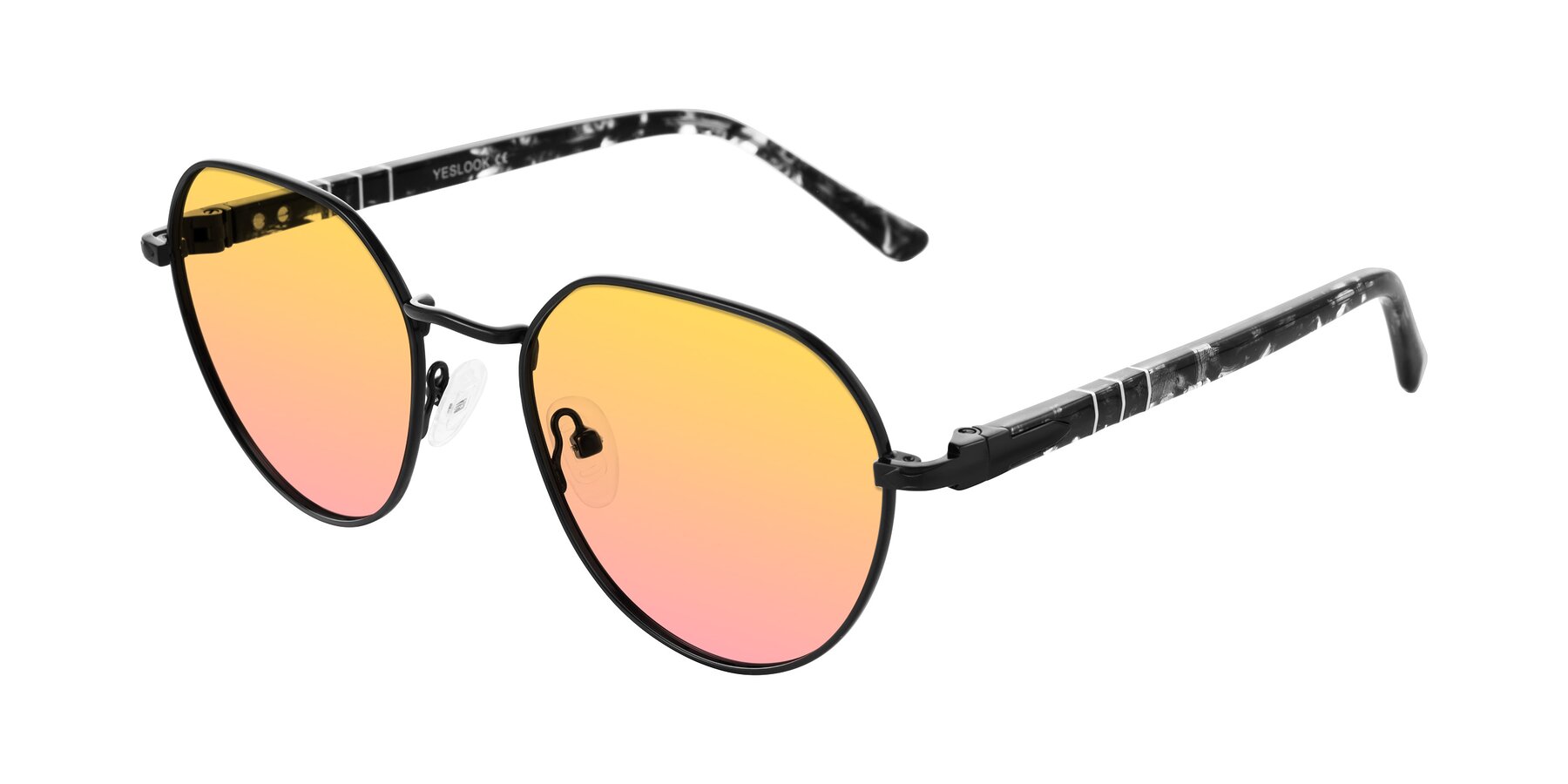 Angle of Qeenah in Black with Yellow / Pink Gradient Lenses