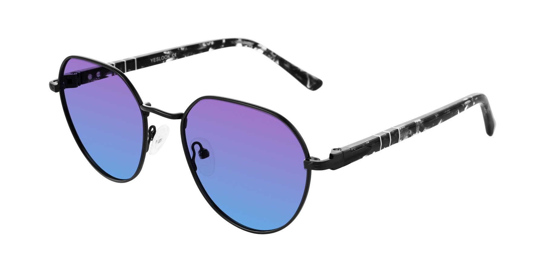 Angle of Qeenah in Black with Purple / Blue Gradient Lenses