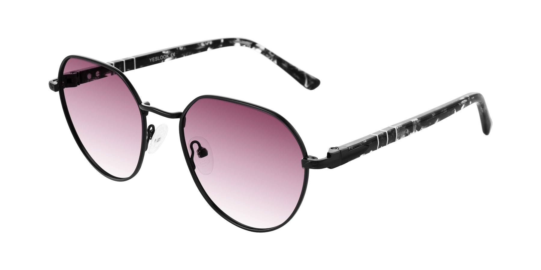 Angle of Qeenah in Black with Wine Gradient Lenses