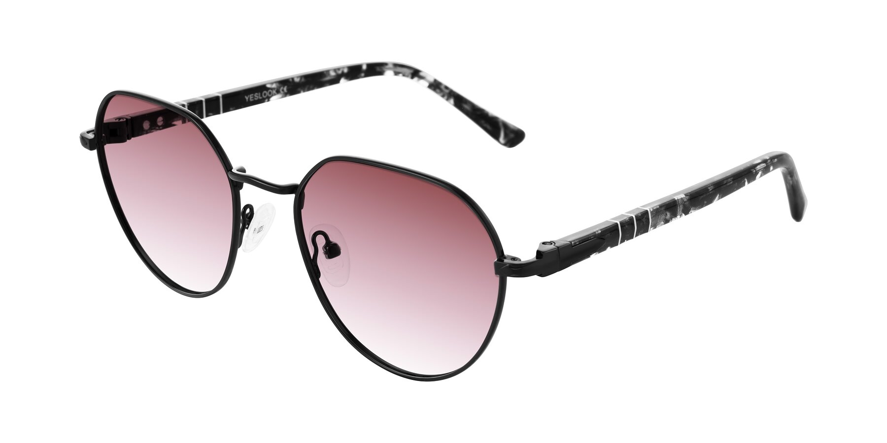 Angle of Qeenah in Black with Garnet Gradient Lenses