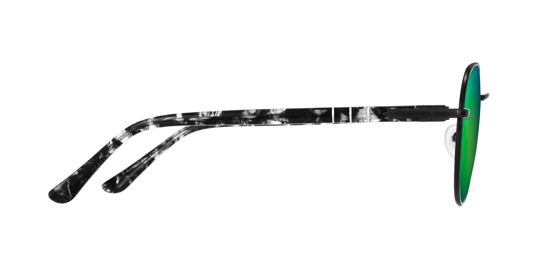 Side of Qeenah in Black with Green Mirrored Lenses