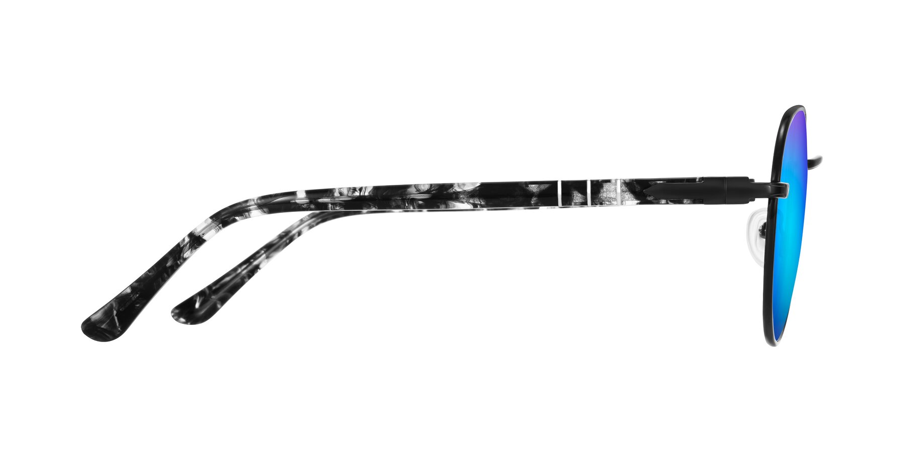 Side of Qeenah in Black with Blue Mirrored Lenses