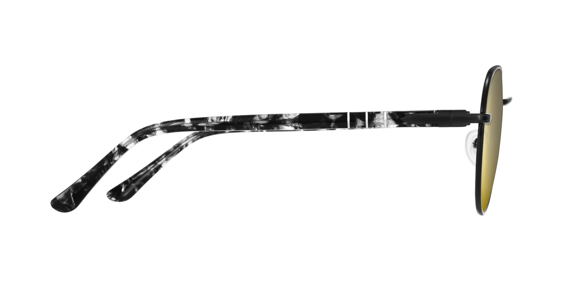 Side of Qeenah in Black with Gold Mirrored Lenses