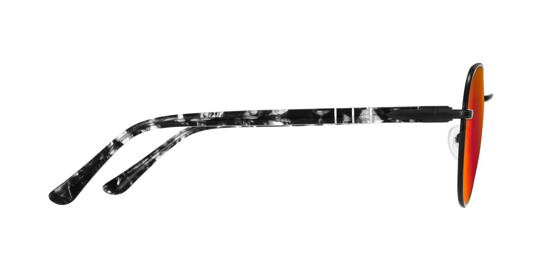Side of Qeenah in Black with Red Gold Mirrored Lenses