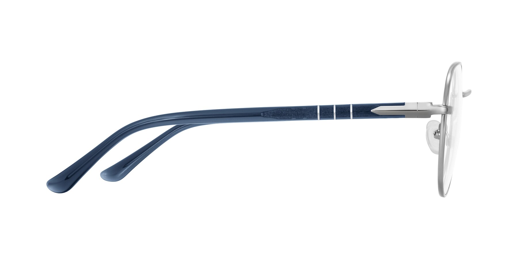 Side of Qeenah in Silver with Clear Blue Light Blocking Lenses