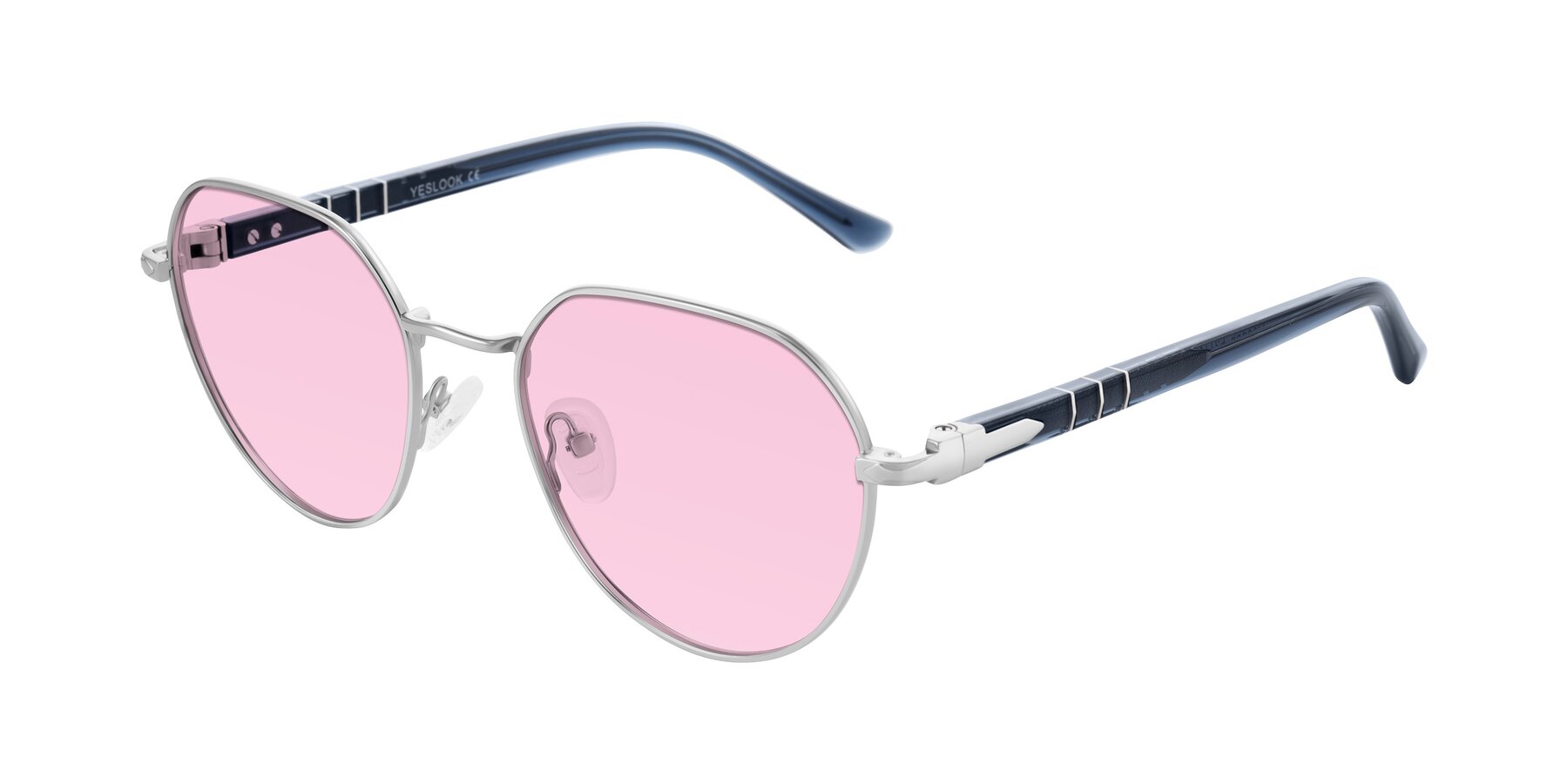 Angle of Qeenah in Silver with Light Pink Tinted Lenses