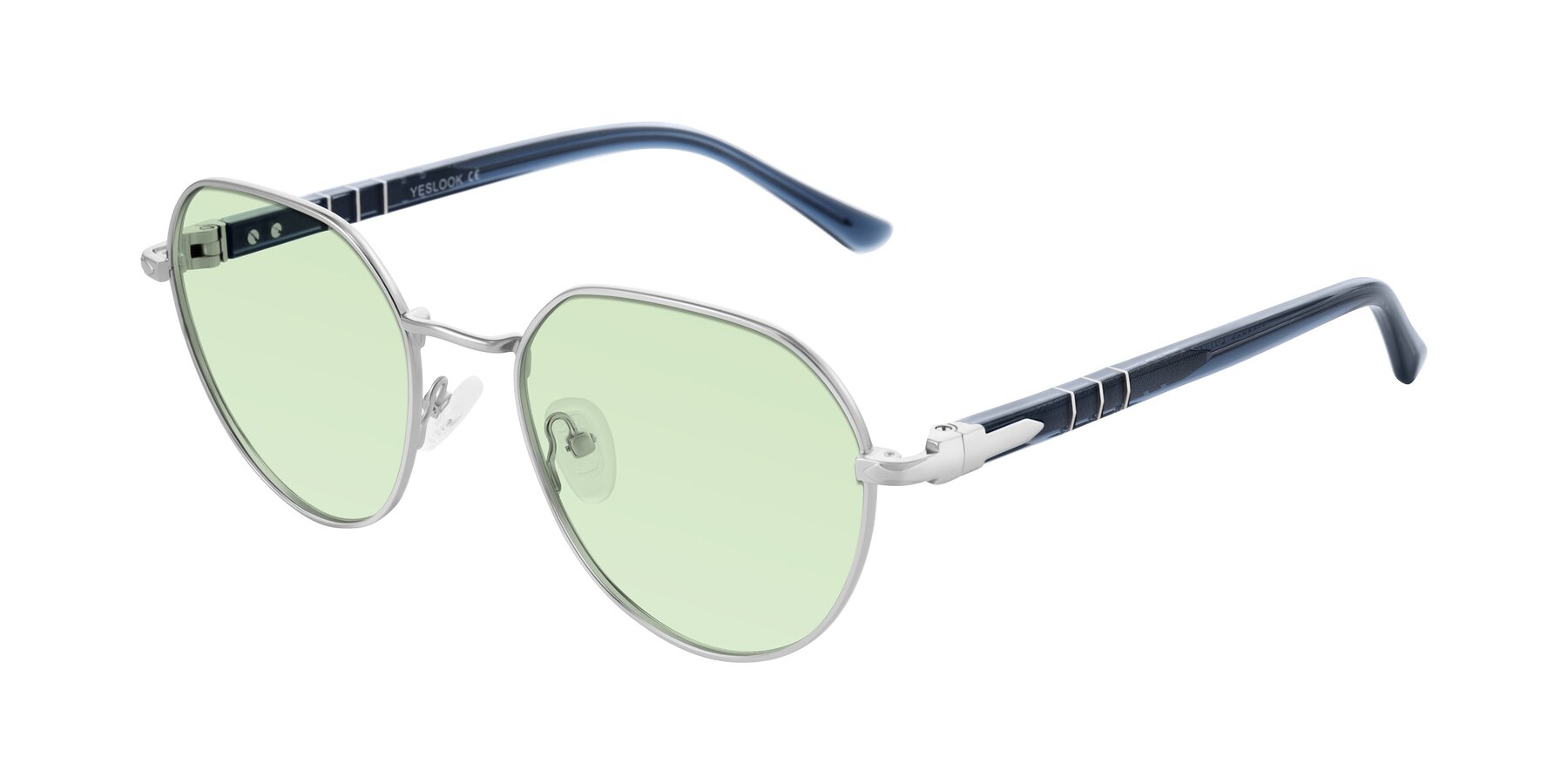 Angle of Qeenah in Silver with Light Green Tinted Lenses
