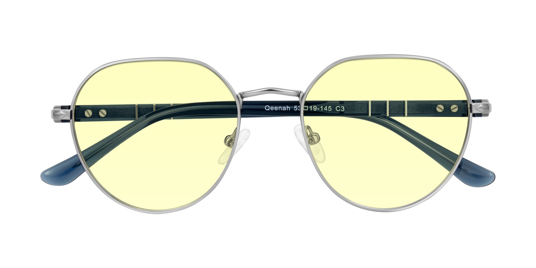 Folded Front of Qeenah in Silver with Light Yellow Tinted Lenses