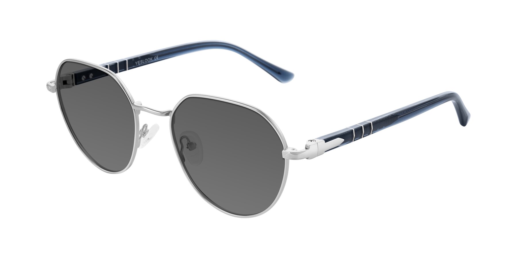 Angle of Qeenah in Silver with Medium Gray Tinted Lenses
