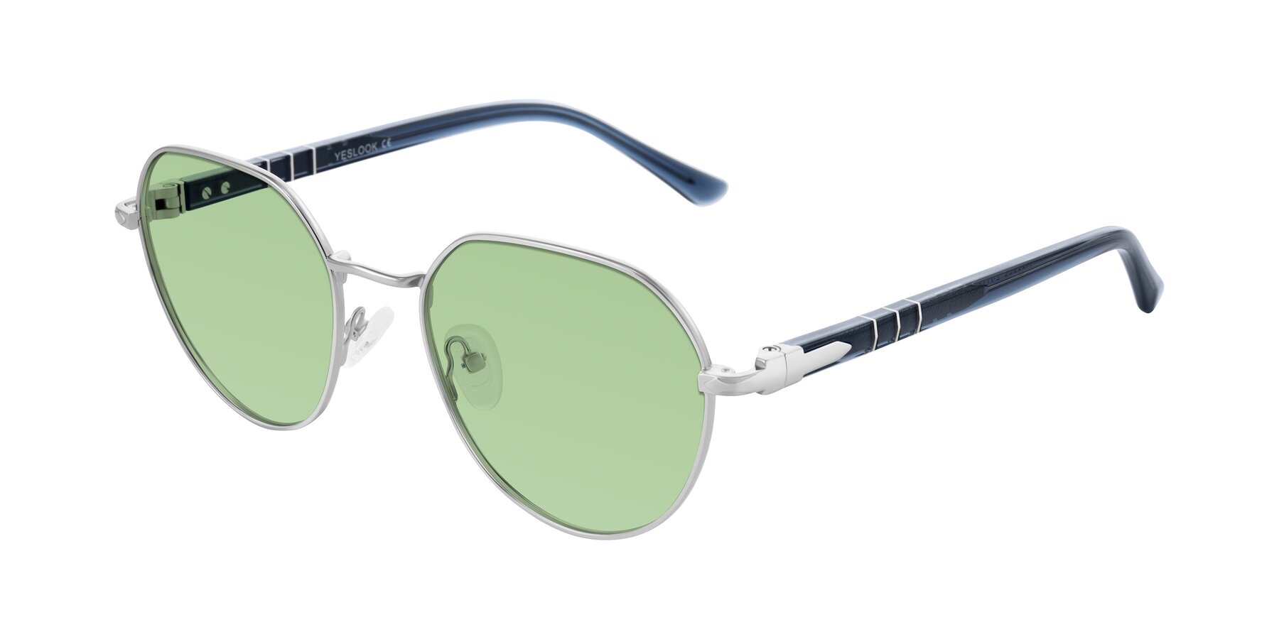 Angle of Qeenah in Silver with Medium Green Tinted Lenses