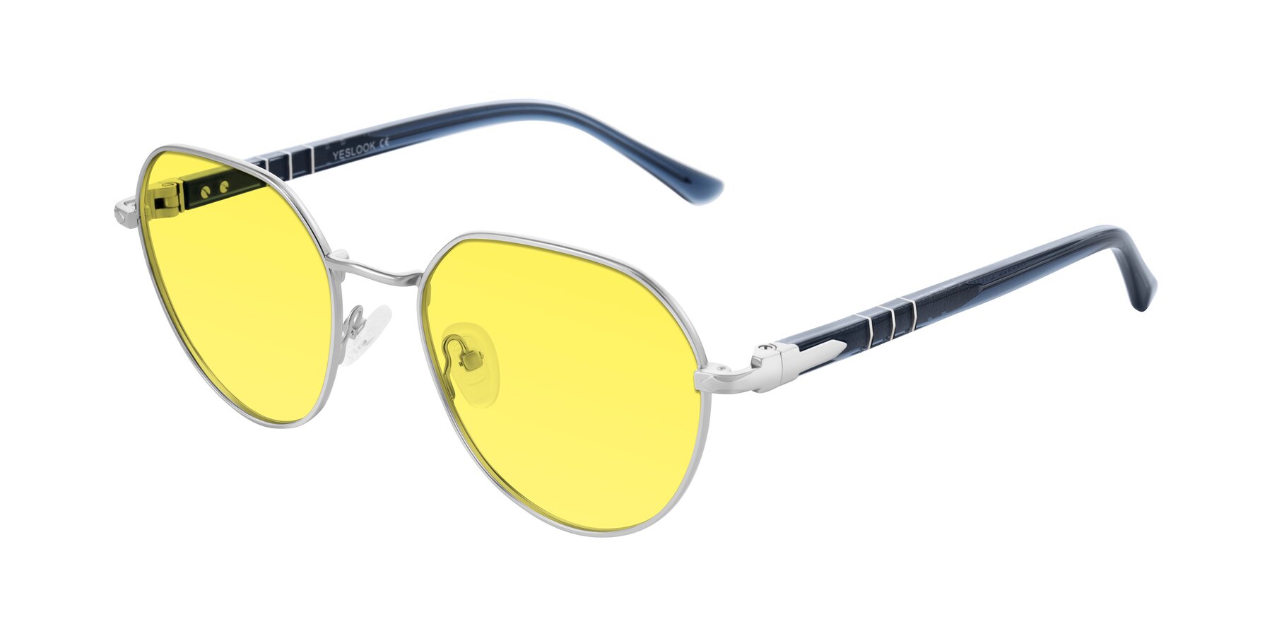 Angle of Qeenah in Silver with Medium Yellow Tinted Lenses