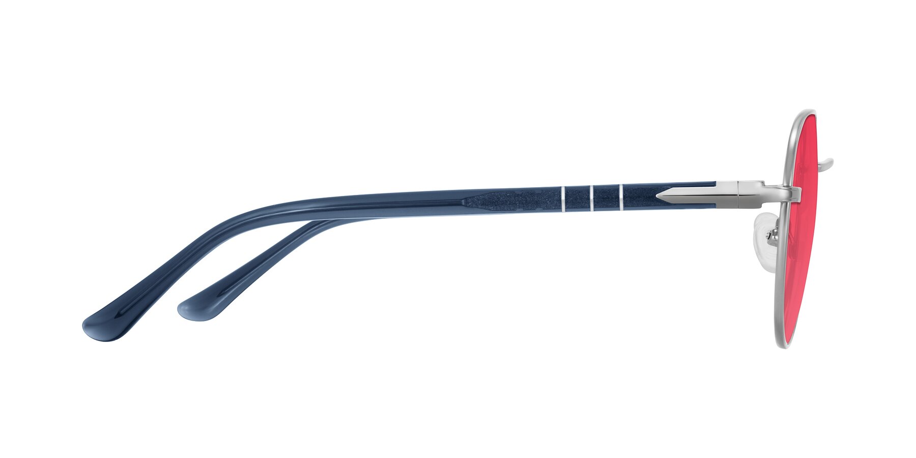 Side of Qeenah in Silver with Red Tinted Lenses