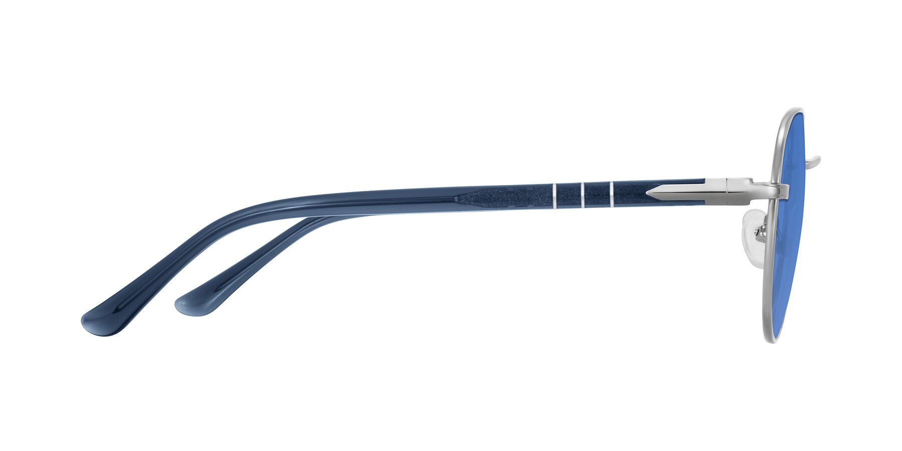 Side of Qeenah in Silver with Blue Tinted Lenses
