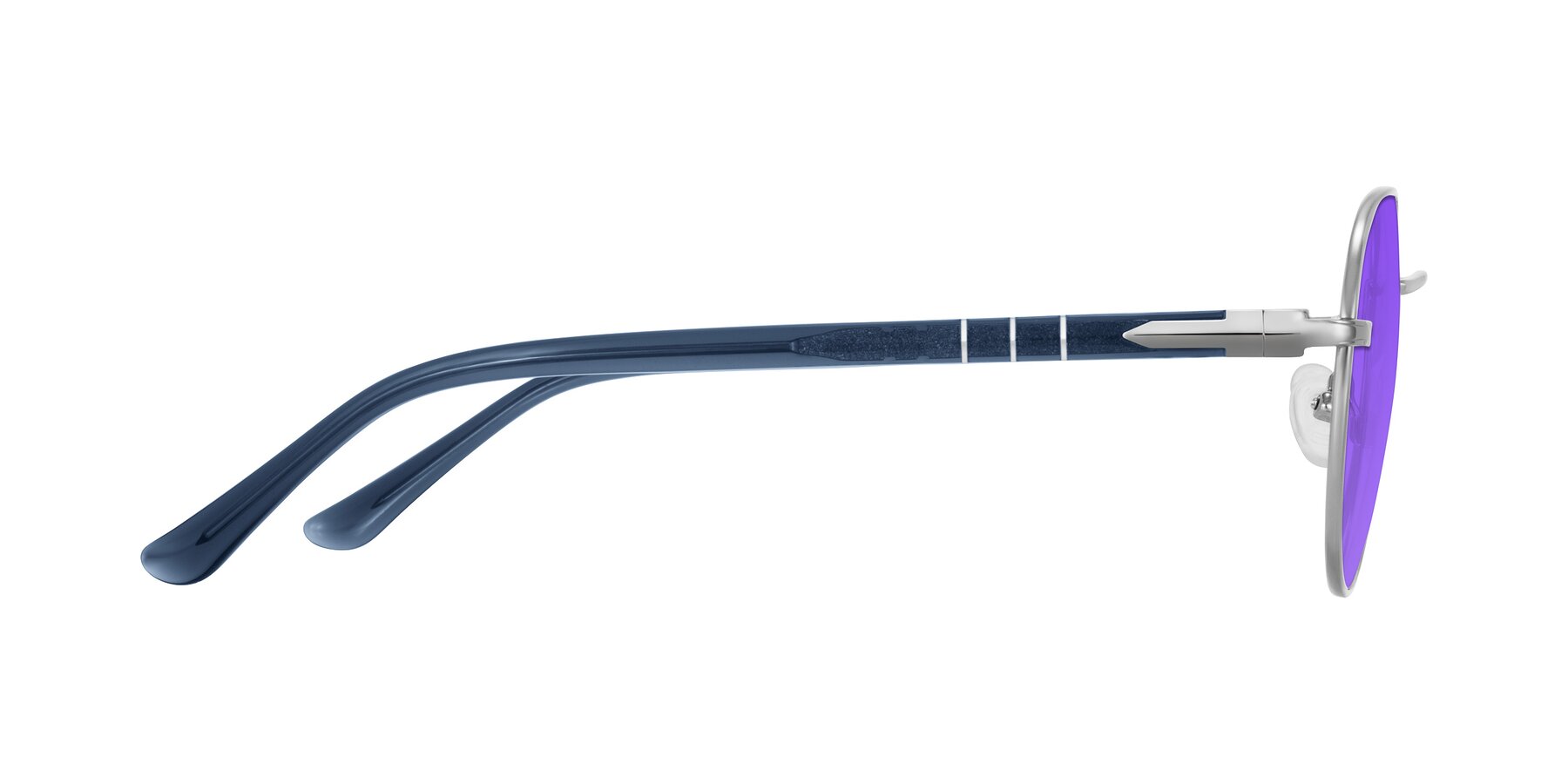 Side of Qeenah in Silver with Purple Tinted Lenses