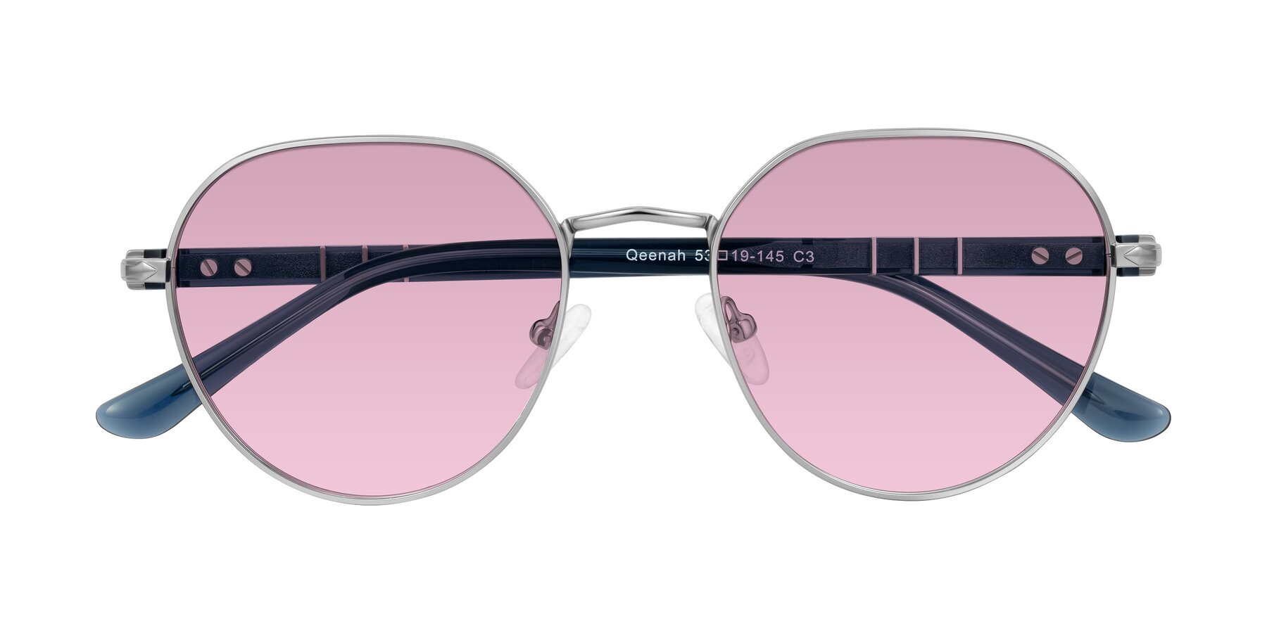 Folded Front of Qeenah in Silver with Light Wine Tinted Lenses