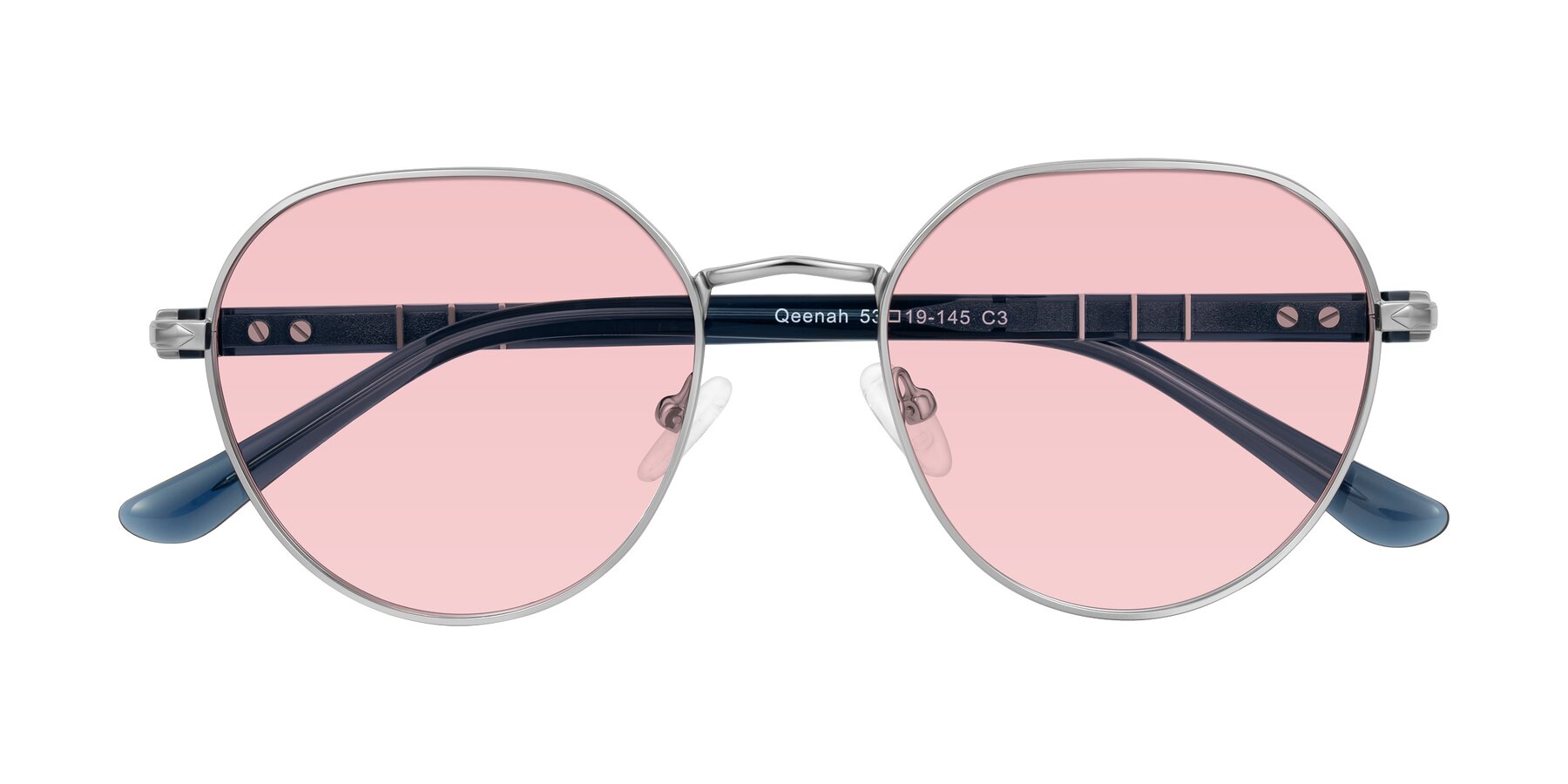 Folded Front of Qeenah in Silver with Light Garnet Tinted Lenses
