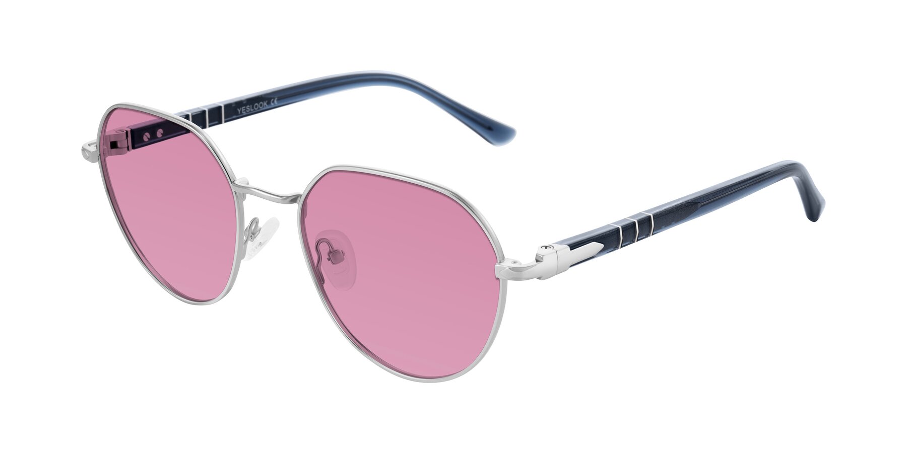 Angle of Qeenah in Silver with Medium Wine Tinted Lenses